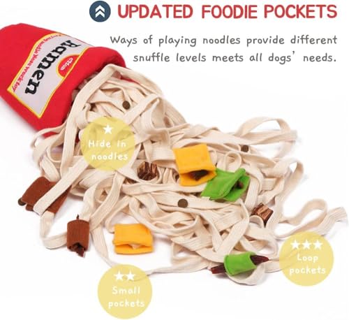 CHEWFFON Dog Puzzle Toy, Interactive & Enriching Snuffle Game for Small & Medium Dogs, Hide and Seek Crinkle Toy, Treat Dispensing & Nose Work Fun - style: Ramen Cup