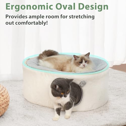 Elevated Cat Beds for Indoor Cats Enclosed House Hideaway Raised Kitty Hammock Large with Washable Cover Kitten Cave Pet Hut Puppy Condo Cubby Plush Cushion Easy Assembly 23.6 * 17.7 * 10.6in