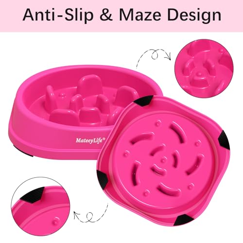 MateeyLife Small Slow Feeder Cat Bowls, Anti-Choking Puzzle Cat Food Bowls, Non Slip Interactive Dog Feeding Slow Down Eating, Bloat Stop Maze Dishes Dog Feeder for Small Breeds 1 Cup Purple - color: J-Purple, size: Small