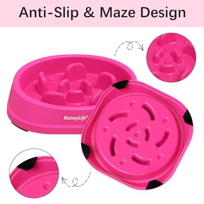 MateeyLife Small Slow Feeder Cat Bowls, Anti-Choking Puzzle Cat Food Bowls, Non Slip Interactive Dog Feeding Slow Down Eating, Bloat Stop Maze Dishes Dog Feeder for Small Breeds 1 Cup Purple - color: J-Purple, size: Small