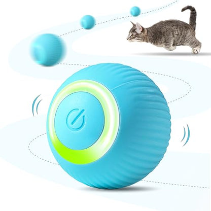 Interactive Cat Ball Toy, Intelligent Cat Toys with LED Lights, Automatic Moving Rolling Ball for Indoor Kitten, Kitten Automatic Toy