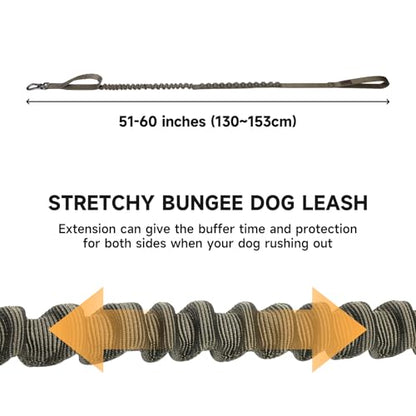 Excellent Elite Spanker Tactical Bungee Dog Leash Military Adjustable Dog Leash Quick Release Elastic Leads Rope with 2 Control Handle(Ranger Green) - color: Ranger Green
