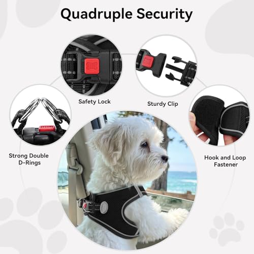 Joytale Small Dog Harness, Breathable Mesh Step-in Vest, Reflective Soft Padded Harnesses for Cats and Puppies Dogs, Black, XXXS - color: Black, size: XXXS--Chest: 10.5-12''
