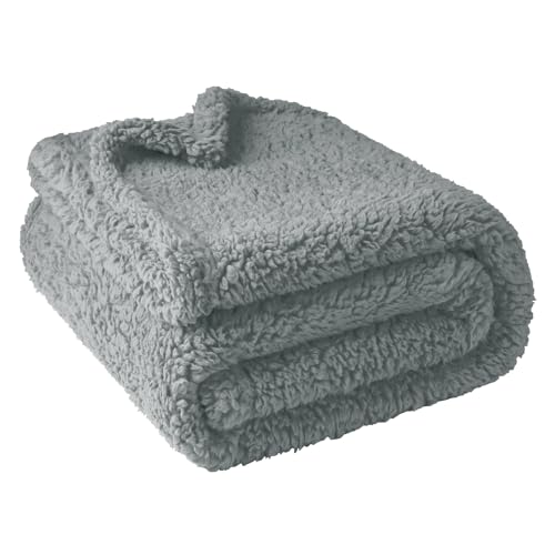 furrybaby Dog Blanket Soft Dog Blankets for Large Dogs Puppy Essentials Washable Sherpa Fleece Cat Blanket 40x47 Inches for Bed Furniture Couch Sofa (Large, Grey) - color: Grey Blanket, size: 40x47in (pack of 1)