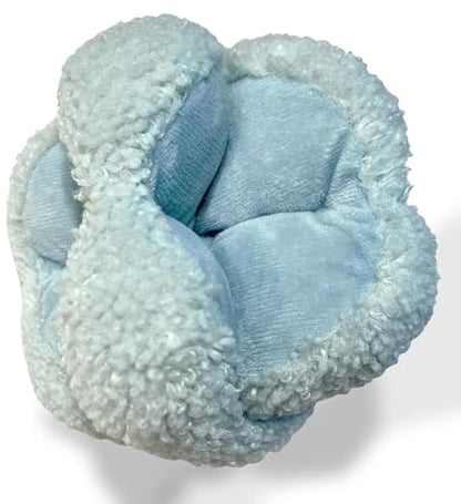 Glory To Dog Blue Snuffle Knot Interactive Dog Toy 4” Puzzle Ball with 8 Squeakers & Crinkle – Treat Hiding Enrichment Toy for Puppy & Small Breed Dogs – Durable Plush Sensory Play & Stimulation - color: Blue