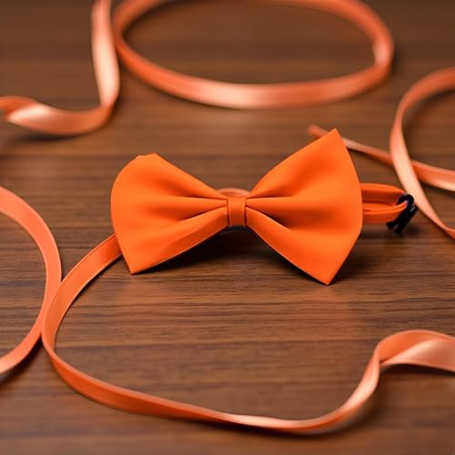 Orange Dog Bow Ties with Adjustable Collar Pet Neckties Cat Bow Tie Dogs Bowtie Collar Dog Bows Grooming Solid Puppy Neckties Cat Collars Basic Dog Collars