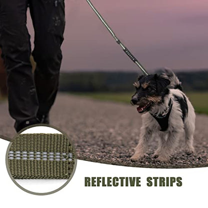 Raipult Tactical Dog Leash Heavy Duty, 4-6FT Shock Absorbing Bungee Leash with Quick Release Clip& 2 Handles, No Pull Waking Lead with Car Seatbelt for Medium Large Dogs that Pull,Green - color: Ranger Green