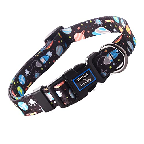 Roses&Poetry Dog Collar with Colourful Star Patterns, Adjustable Durable Puppy Collars for Small Medium Large Dogs (Star-S) - color: Star, size: S