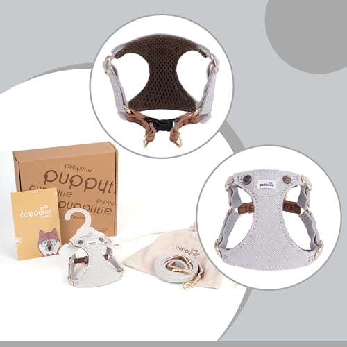 No Pull Dog Harness with Multifunction Dog Leash,Soft Adjustable No Choke Escape Proof Pet Harness Vest for Medium Dogs,Denim Gray,M - color: Pocket-Grey, size: M