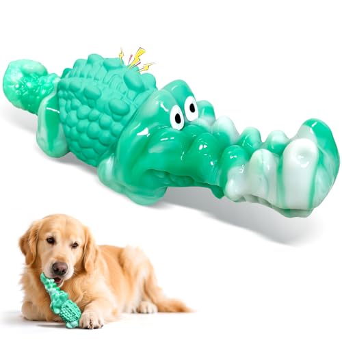 Dog Chew Toys for Aggressive Chewers: Tough Squeaky Alligator Toy for Small, Medium, Large Breed to Keep Them Busy & Clean Teeth and Reduce Boredom or Stress Relief - color: Blue