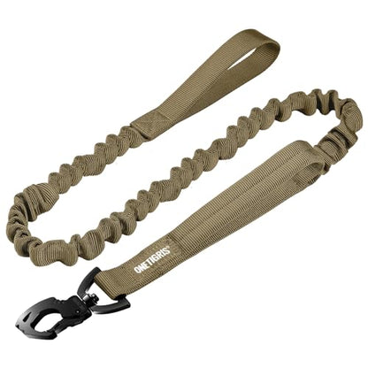 OneTigris Tactical Dog Training Bungee Leash with Control Handle Quick Release Nylon Leads Rope (Tan) - color: Brown