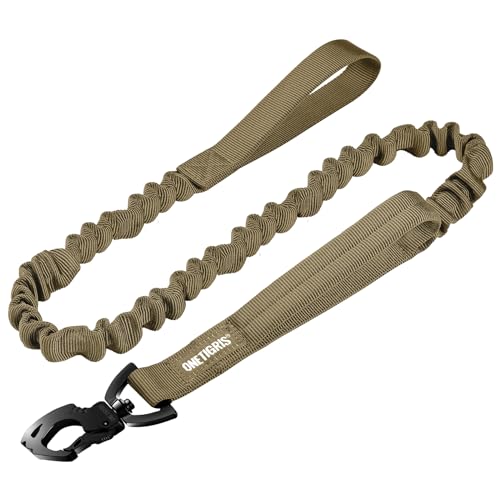 OneTigris Tactical Dog Training Bungee Leash with Control Handle Quick Release Nylon Leads Rope (Tan) - color: Brown