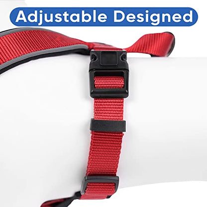 Pawtitas Reflective Padded Dog Harness for Small Dogs – Adjustable Puppy Step-in Vest | Fits Chest 18–22 in | No Pull Personalized Training Harness | S | Red - color: Red, size: Personalized Small (Pack of 1)