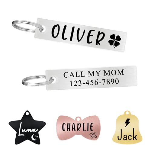Ultra Joys Personalized Cat Collar Name Tag Small Pet ID Tags for Cats - Customized Mini Cute Dog Cat ID Tag - Bothside Engravable Lightweight Durable Stainless Steel - Retangle Bar Tag in Silver - color: Retangle Bar-silver