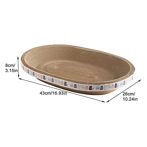 High-Density Oval-Shaped Cardboard Cat Scratcher Bed - Corrugated Scratching Board House & Nest, Training Toy for Indoor Cats - size: Small
