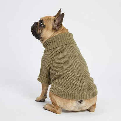 Fitwarm Thermal Knitted Dog Sweater Doggy Winter Coat Pet Clothes Doggie Turtleneck Jacket Puppy Outfits Cat Sweatsuit Sage Green XS - color: Sage Green, size: X-Small