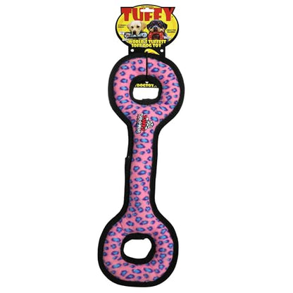TUFFY- World's Tuffest Soft Dog Toy- Ultimate Tug-O-War- Pink Leopard-Squeakers - Multiple Layers. Made Durable, Strong & Tough. Interactive Play (Tug, Toss & Fetch). Machine Washable & Floats - color: Pink Leopard, style: Tug-O-War