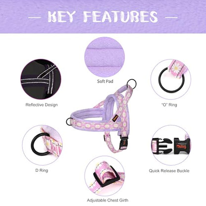 Didog No Pull Dog Harness with Soft Padded, Easy Walk Dog Harness with Quick Release Buckle, Adjustable & Reflective Pet Harness with Soft Padded for Small Medium Dogs (S:Chest 19-22", Purple) - color: Purple, size: S:Chest 19-22", Fit 15-25 lbs
