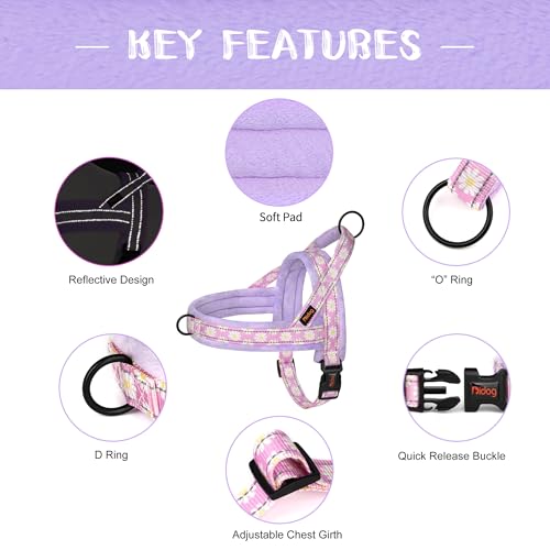 Didog No Pull Dog Harness with Soft Padded, Easy Walk Dog Harness with Quick Release Buckle, Adjustable & Reflective Pet Harness with Soft Padded for Medium Dogs (M:Chest 22-26", Purple) - color: Purple, size: M:Chest 22-26", Fit 25-40 lbs