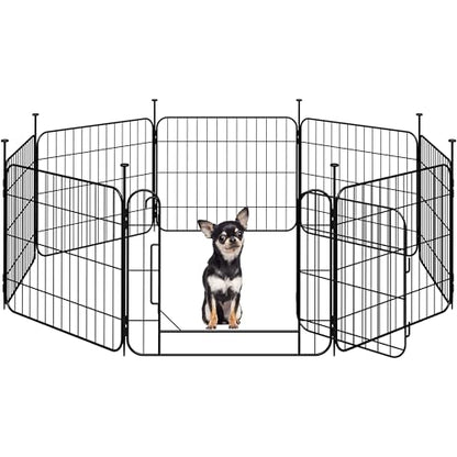 Yaheetech Dog Playpen for Puppy/Small Dogs, Foldable Pet Pen Expandable Fence with Door for Indoor/Outdoor Use, 20 Inch 8 Panels, Black - size: 20 inch