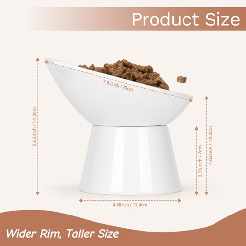 7 Inch Extra Wide Detachable Slow Feeder, Cat Bowl- Elevated Cats Feeder Tilted, Large Raised Cat Food Bowl Whisker Friendly, for Indoor Cats and Small Dogs Anti-Vomiting White - color: White