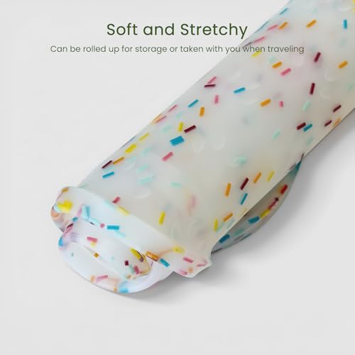PWTAA Dog Food Mat Anti-Slip Silicone Dog Bowl Mat Thicker Pet Placemat Waterproof Cat Feeder Pad with Raised Edge Puppy Kitten Feeding Mats Suitable Small Medium-Sized Dogs Cats Eating Tray - color: Donut White, size: 19.4" x 9.8"