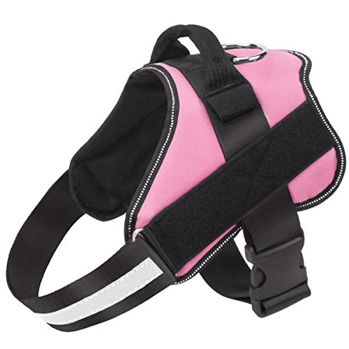 Dog Harness, No-Pull Reflective Dog Vest, Breathable Adjustable Pet Harness with Handle for Outdoor Walking - No More Pulling, Tugging or Choking (Pink, XS) - color: Pink, size: X-Small (Pack of 1)