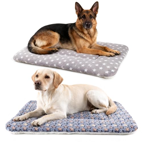 Dog Blankets for Medium Dogs, 2-Pack Washable Plush Pet Mat - Soft & Warm Reversible Puppy Blankets for Couch, Bed, Crate& Travel Carrier - size: 43"x29"