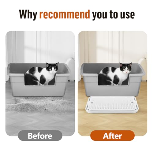 Large Cat Litter Box Step Mat, 16.5"x11.2" Cat Ramp Stairs, Cat Litter Catcher for Self-Cleaning Litter Box, Cats Pedal Step Stool Ideal for Kitten & Older Cats (White) - color: White Large