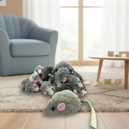 5 Pcs Gray Fur Rattle Mouse Cat Toy Mice Animal Toy Pet Supplies Furry Play Combo - Cat Toy Mix