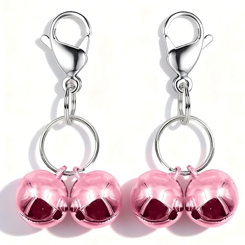 4 Sets Cat Bell for Dog Collar Charm Training Pet Pendant Accessories with 2 Pack Stainless Steel Dog Tag Clips(2 X-Small Pink) - color: Pink, size: X-S