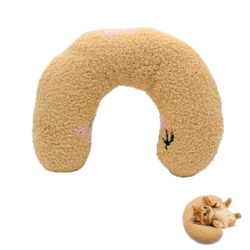 Andiker Pillows for Cats, U Shape Soft Fluffy Kitten Pillow to Lay On Cat Bed Pillow Ultra Soft Pet Pillow for Cat Fluffy Cats Pillows for Indoor Cats and Puppies to Improve Sleep Quality (Yellow) - color: Yellow