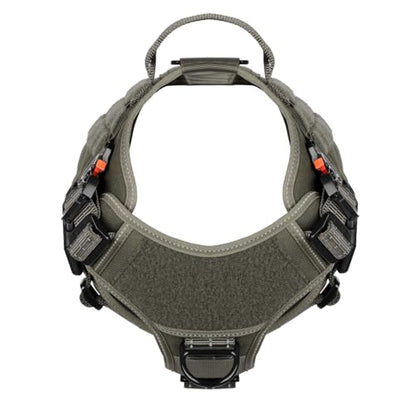 ICEFANG Tactical Dog Harness, X-Large Size,2X Metal Buckle,Working Dog MOLLE Vest with Handle,No Pulling Front Leash Clip,Hook and Loop Panel (Green,XL (Pack of 1)) - color: Green, size: X-Large (Pack of 1)