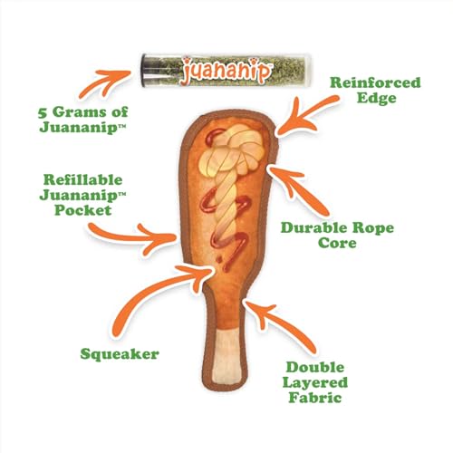 Doggijuana Cafe Combo Refillable Juananip Toy Bundle | Grilled Cheese & Corn Dog | Funny Dog Toy Plush with Catnip and Refill | Interactive Chew for Play - style: Grilled Cheese & Corn Dog