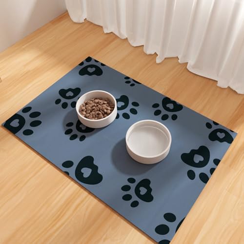 Dog Feeding Mat 17"x28", Absorbent Mat for Dog Water Bowl, Rubber Pet Food Mat, Pet Food Mats for Floor Waterproof, Pet Placemats for Food and Water, Cat Feeding Mat, Blue - color: Blue, size: 17"x28"