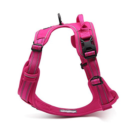 SGODA Dog Harness Nylon with Reflective Dog Vest, Medium, Pink - color: Fuchsia, size: Medium Chest 22-27"