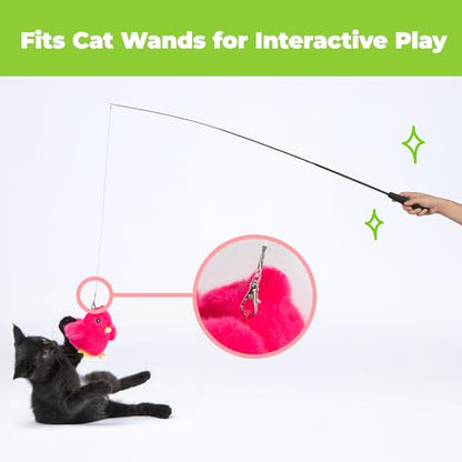 Catify Best Pet Supplies Flapping Duckling, Chick & Bird Cat Toy - Motion-Activated Wings Realistic Chirps, Catnip-Infused Plush, USB Rechargeable Indoor Cats & Kittens, Self-Play Enrichment - Fuchsia - color: Flapping Chick Fuchsia
