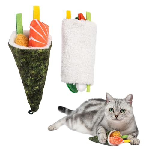 Catify by Best Pet Supplies Interactive Sushi Set Catnip Cat Toy for Indoor Cats & Kittens, Plush Pull-Out Toppings Chew Toys, Durable, Soft, Enrichment Play - color: Sushi Roll Multicolored