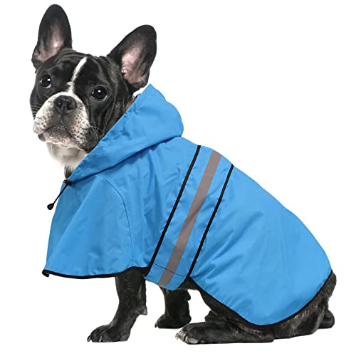 Waterproof Reflective Dog Raincoats - Adjustable Puppy Rain Coat Jacket, Lightweight Dog Hooded Slicker Raincoats Poncho for Small to X- Large Dogs and Puppies (Blue, Small) - color: Blue, size: Small