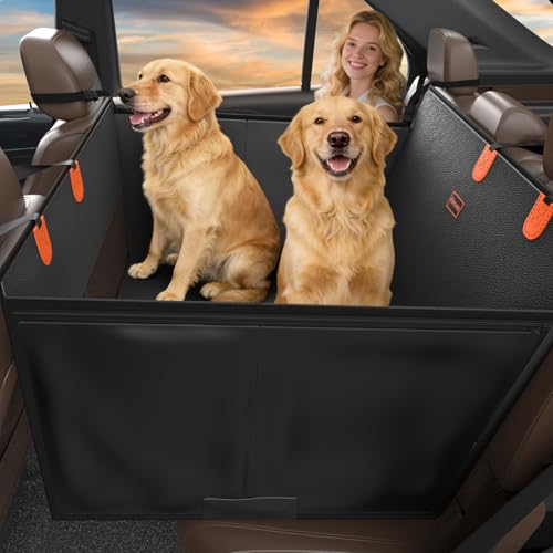 XL Dog Car Seat, Upgraded PU Leather Back Seat Extender with Hard Bottom, Waterproof Pet Car Seat Cover for Large Medium Sized Dog, Pet Hammock for Cars, SUVs, Trucks - color: Black, size: XL