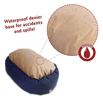 Majestic Pet 40 Inch Poly-Cotton Sherpa Calming Dog Bed Washable – Cozy Soft Round Dog Bed with Spine for Head Support - Fluffy Donut Dog Bed 40x29x9 (inch) – Round Pet Bed Large - Navy Blue - color: Blue