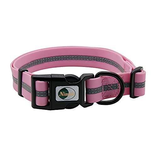 NIMBLE Dog Collar Waterproof Pet Collars Anti-Odor Durable Adjustable PVC & Polyester Soft with Reflective Cloth Stripe Basic Dog Collars S/M/L Sizes (Small (9.45”-14.17”inches), Lavender) - color: Lavender, size: Small (9.45”-14.17”inches)