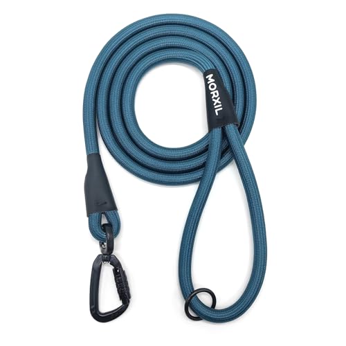 Rope Dog Leash, 6 Foot Heavy Duty Dog Leash with Aviation Aluminum Auto Locking Carabiner, Strong Nylon Pet Lead for Small, Medium, Large Dogs (Navy Blue, 6FT) - color: Navy Blue, size: 6 Foot Single Handle