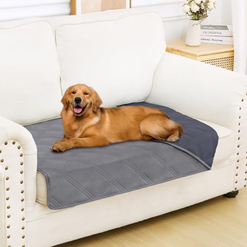 Smiry Waterproof Dog Bed Cover Blanket 30x53, Soft Reversible Pet Blanket, Washable Leakproof Cats Dogs Couch Cover for Sofa, Couch, Furniture, Grey/Dark Grey - color: Grey/Dark Grey, size: 30x53 Inch
