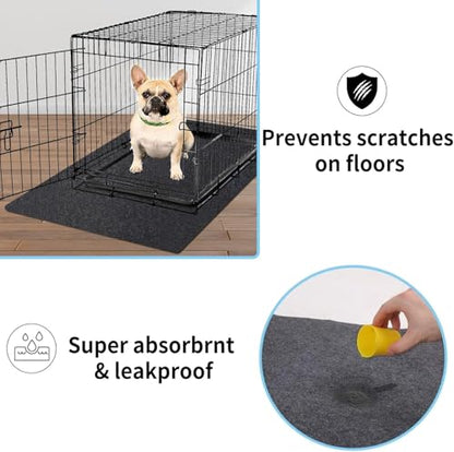 Dog Playpen Mat Pads, Puppy Pads for Dogs Training, Whelping, Housebreaking, Incontinence, Kennel, Reusable, Absorbent, Waterproof, Non-Slip, Washable, 34" x 52", Black - size: 34" x 52" - 1 Pack