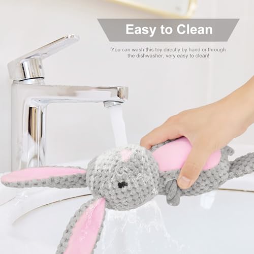 Dog Toys, Dog Squeaker Toys with Crinkle Paper, Stuffed Animal Dog Plush Chewing Toy, Cotton Rope Interactive Toys for Puppy, Small, Middle Dogs (Gray Rabbit) - color: Grey