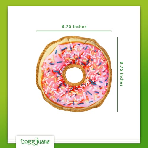 Doggijuana Doggi Duo Refillable Juananip Toy Bundle | Pink Donut & Juananip | Funny Dog Toy Plush with Catnip and Refill | Interactive Chew for Play - style: Pink Donut & Juananip