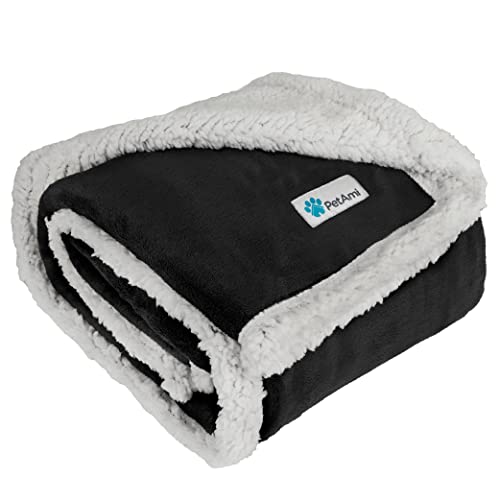 PetAmi Dog Blanket for Medium Large Dogs, Pet Bed Blanket Cat Puppy Kitten, Fleece Furniture Couch Cover Protector Sofa Car, Soft Sherpa Dog Throw Plush Reversible Washable, 40x60 Black - color: Black, size: Large - 60 X 40 Inches