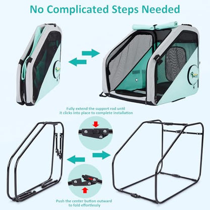 Ownpets Portable Dog Crate for Car, Collapsible Dog Travel Crate for Medium Dogs Up to 66lbs, with Seatbelt and Headrest Strap, Soft Pet Carrier for Car Back Seat, Indoor and Outdoor