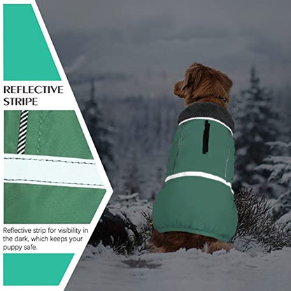 QBLEEV Warm Dog Coat - Waterproof Reflective Jacket, Thick Fleece Dog Snowsuit Christmas Vest for Cold Weather, Small to Large Dogs - color: Turquoise, size: Small